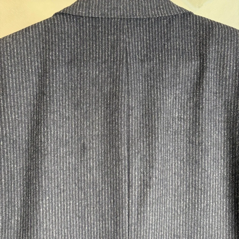 Byron Men's Sport Coat 48 Wool Silk Cashmere Blue Stripe Blazer Canvas Const